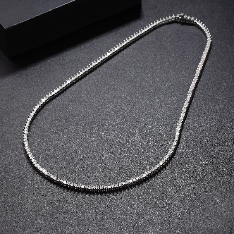 NASIA 3 Claws 2mm Moissanite Tennis Necklace for Women Men Classic Full Diamond Choker Chain S925 Sterling Silver 35-50cm 2026
