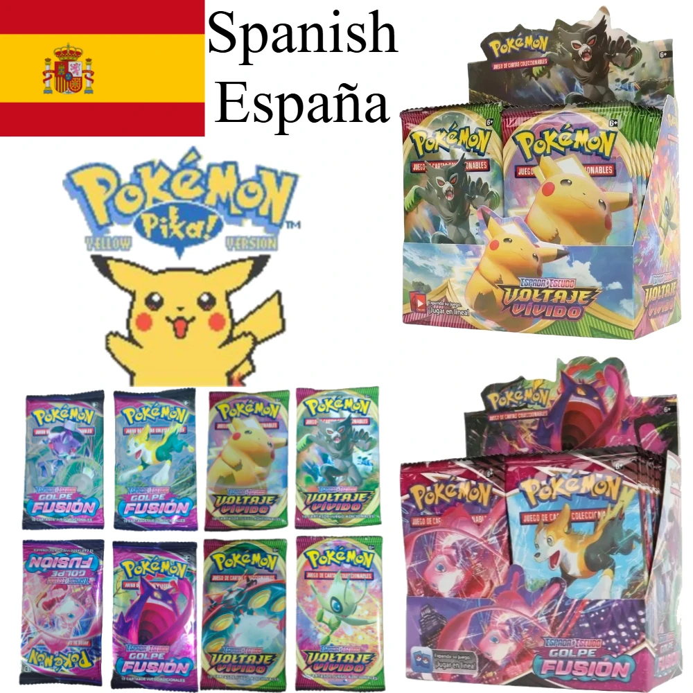 Tarjeta Pokémon versión española TCG: Sword Shield Caja potenciadora de voltaje vivo Tarjetas Pokémon Regalos VOLTAJE VIVIDO FUSLON