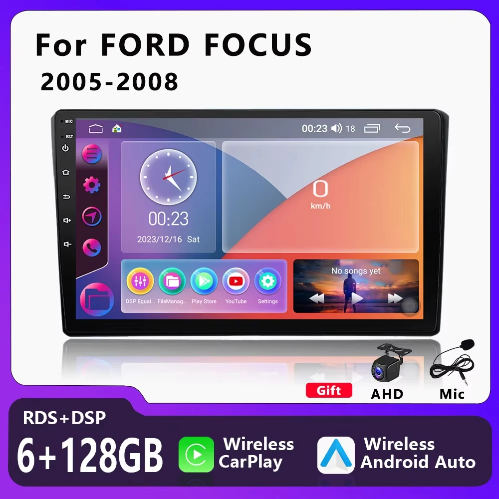 

Car Radio Multimedia Video Player For FORD FOCUS 2005-2008 9 inch Wireless Carplay Android Auto GPS Navigation Stereo Head Unit