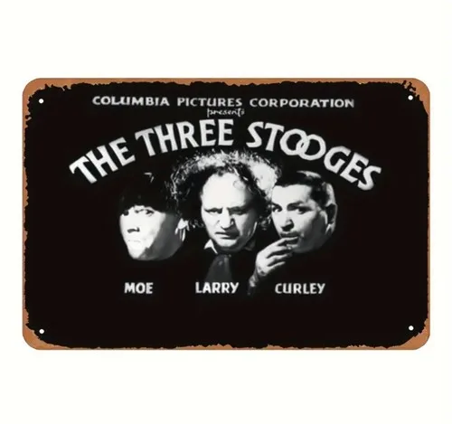 The Three Stooges Metall-Blechschild Moe Larry Curley