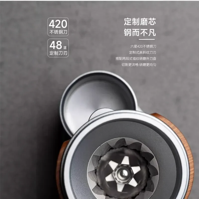 Cross-border Electric Bean Grinder Electric Coffee Machine Grinder 420 Steel Core Wood Grain Portable Small Grinder Factory