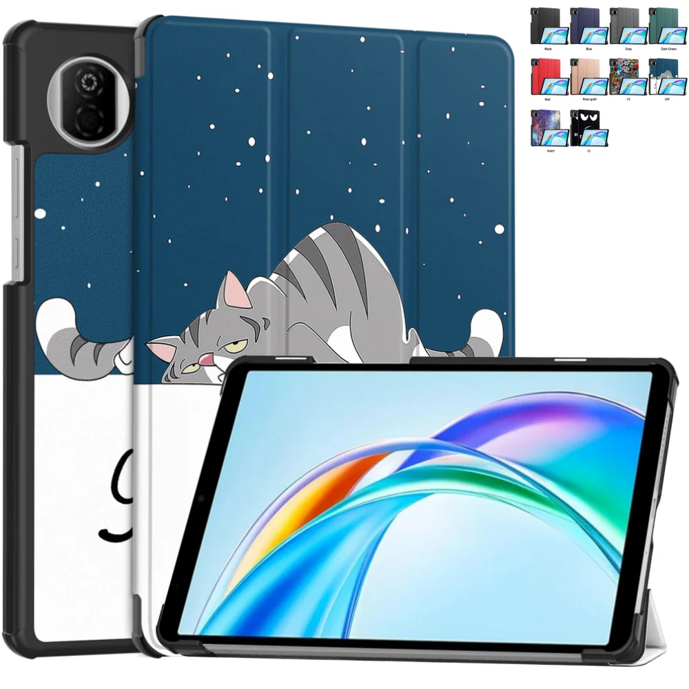 

Чехол для HUAWEI Honor Pad X7 8,7 дюйма, 2025 8,7 дюйма, защитный чехол из искусственной кожи с тройной складной подставкой для планшета