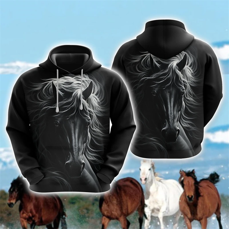 Animal Horse 3D Print Hoodies Autumn Men Women Casual Fashion Oversized Sweatshirts Hoodie Male Pullovers Tracksuit Man Clothing