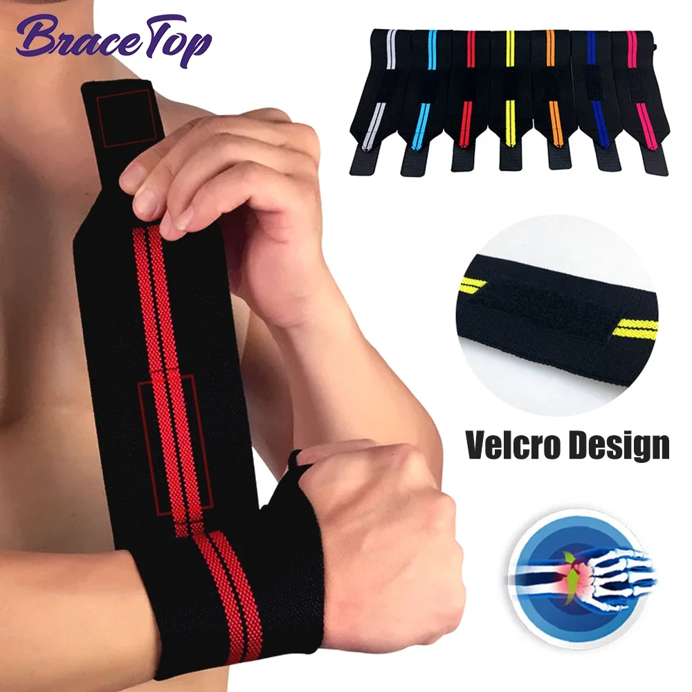 BraceTop 1 PC Weight Lifting Wristband Elastic Breathable Wrist Wraps Bandage Gym Fitness Powerlifting Wrist Brace Support Strap