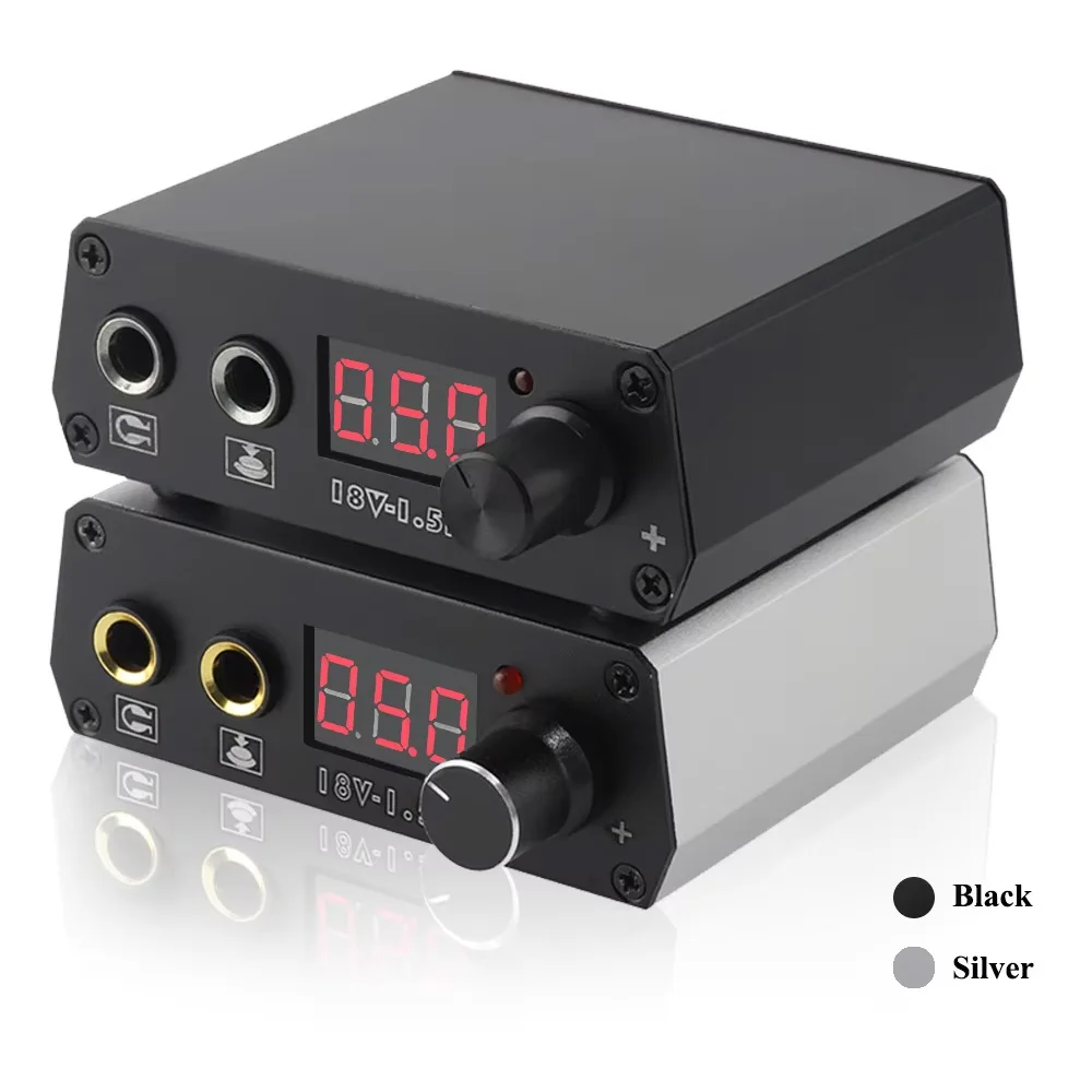 Mini Tattoo Power Supply Professional Square Digital LCD Display Dual Power Coil Rotary Machine Gun Supply Tattoo Accessories