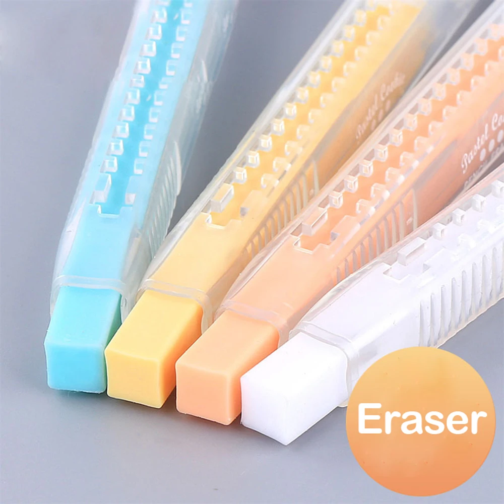 1Pcs Creative Pen-shaped Pressed Retractable Pencil Eraser Painting Dust-free  Writing Rubber Eraser Refill Painting Supplies