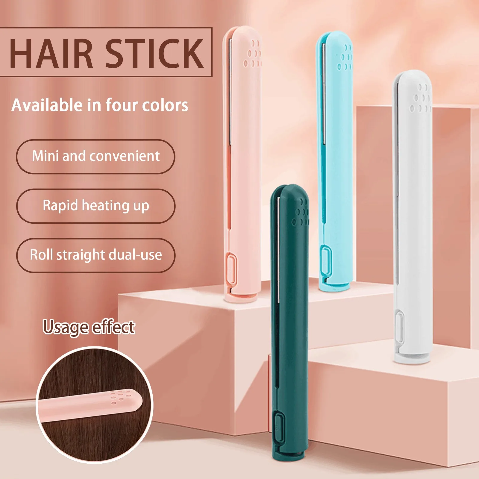 ¡Gran éxito de ventas! Plancha de pelo inalámbrica para estudiantes, rizador de pelo portátil USB para dormitorio