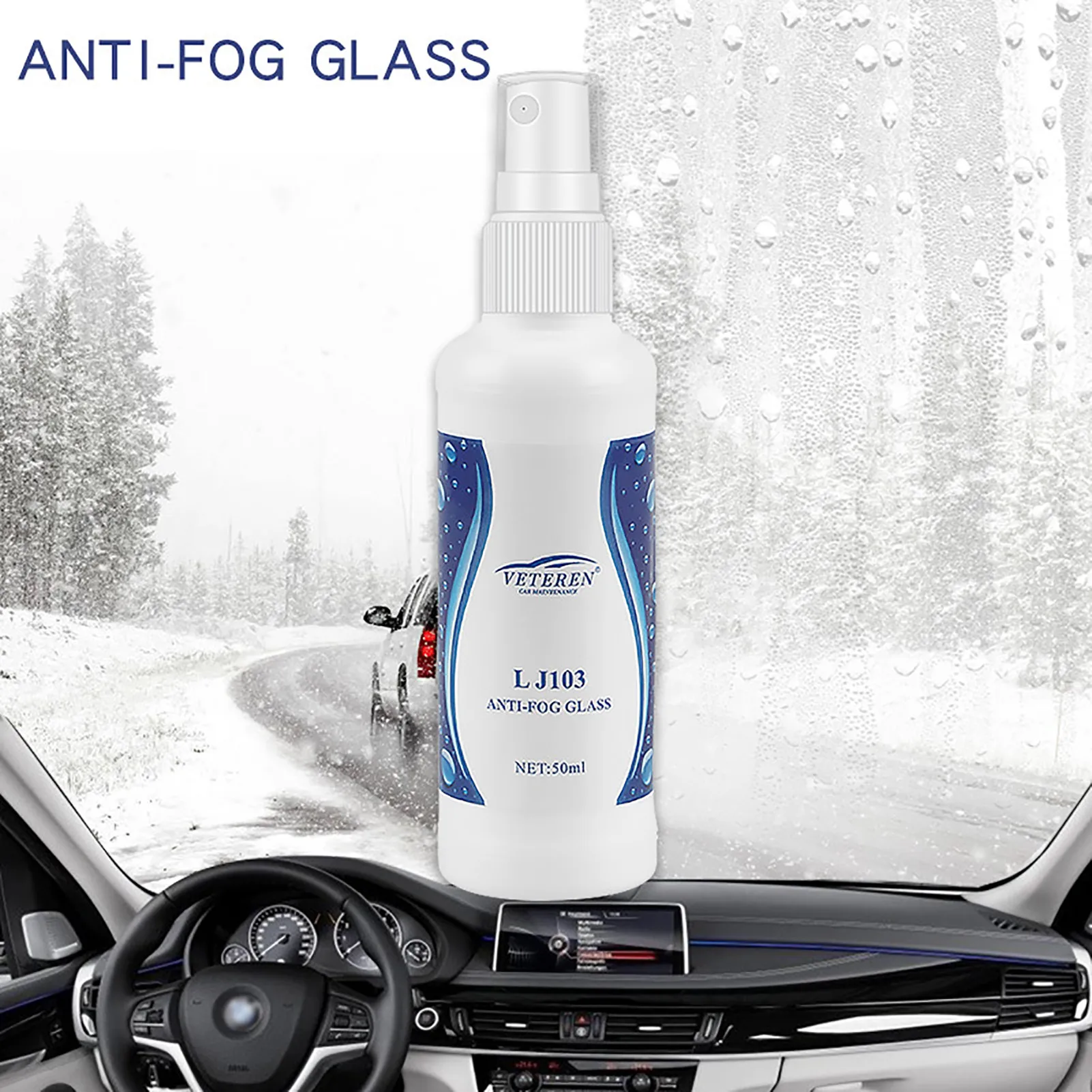 50ml Glasses Anti-Fog Spray Car Windshield Defogger Glass Cleaner Lens Windows Defogger Long-Lasting Waterproof Coating Agent