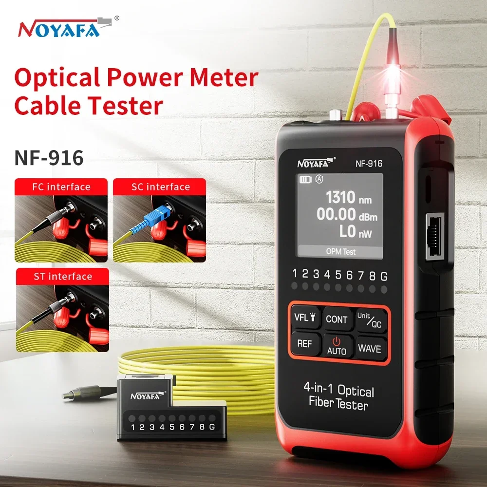 

Noyafa NF-916 Fiber Optical Power Meter VFL REF FC SC ST Visual Fault Locator LCD Display Fiber Optic Cable Tester Network Tools