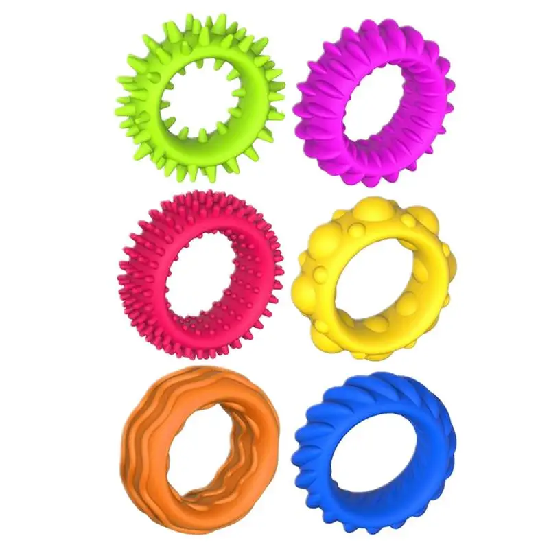 Stress Rings Stress Relief Sensory Toys Set Of 6 Spiky Sensory Finger Rings Silent Stress Reducer Fidgets Ring For Kids Teens