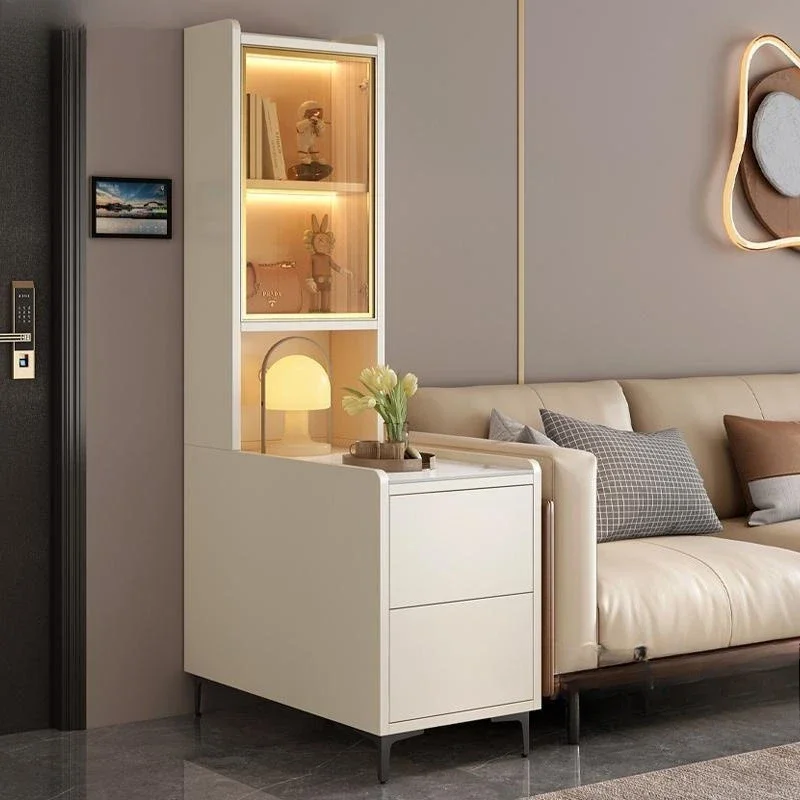 Sofa Side cabinet Simple living room storage cabinet Household rock slab corner Retractable side table