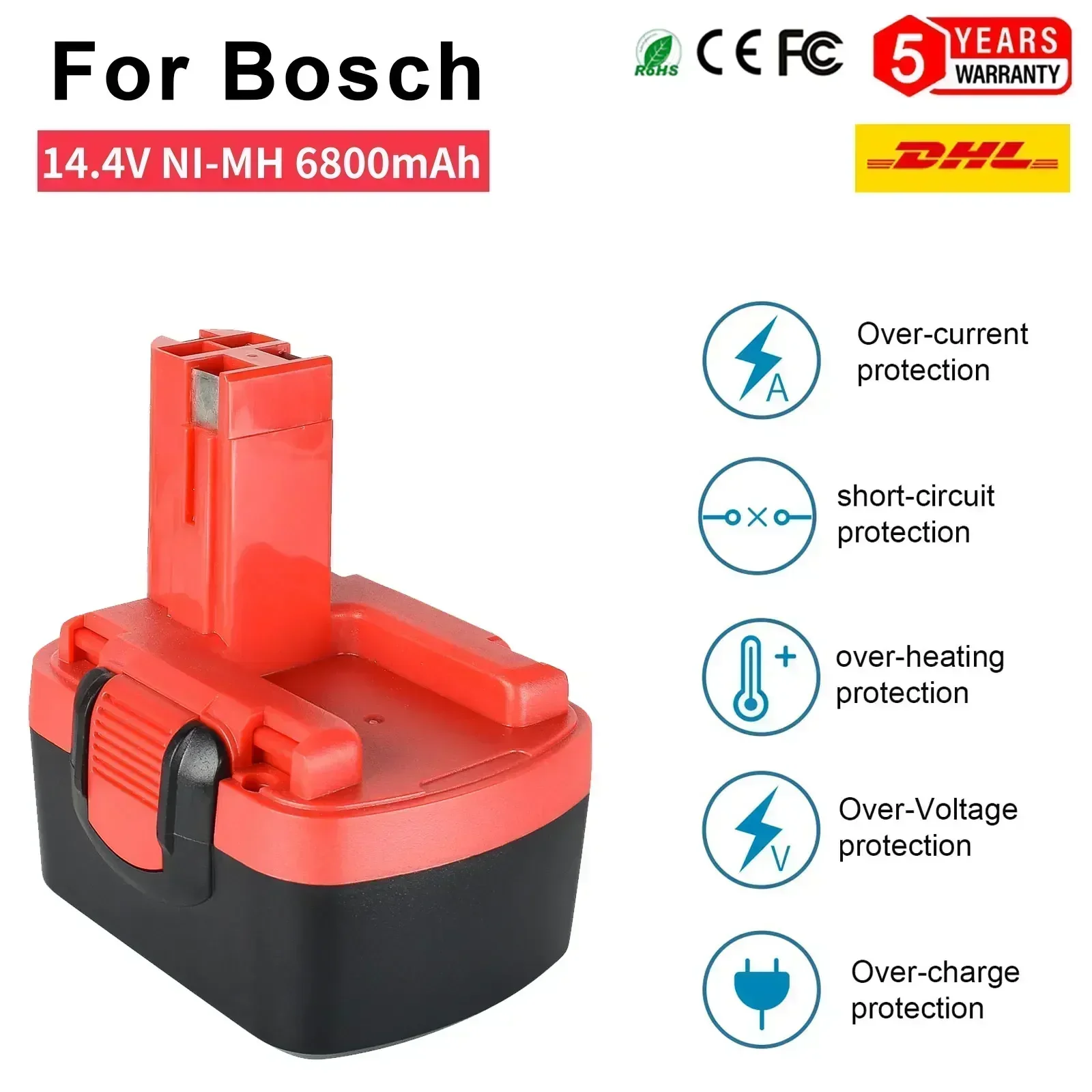 

For Bosch 14.4V 3500mAh Ni-MH Rechargeable Power Tool Battery For Bosch BAT038 BAT040 BAT041 BAT140 BAT159 batterie