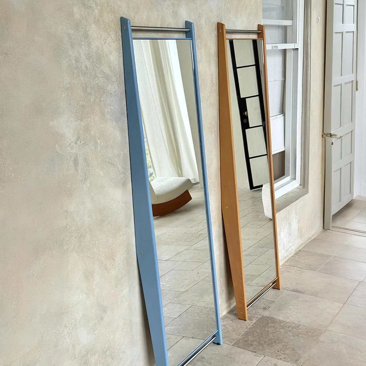 ins niche design full-length mirror full-length mirror floor mirror dopamine girlish feeling against the wall  fitting