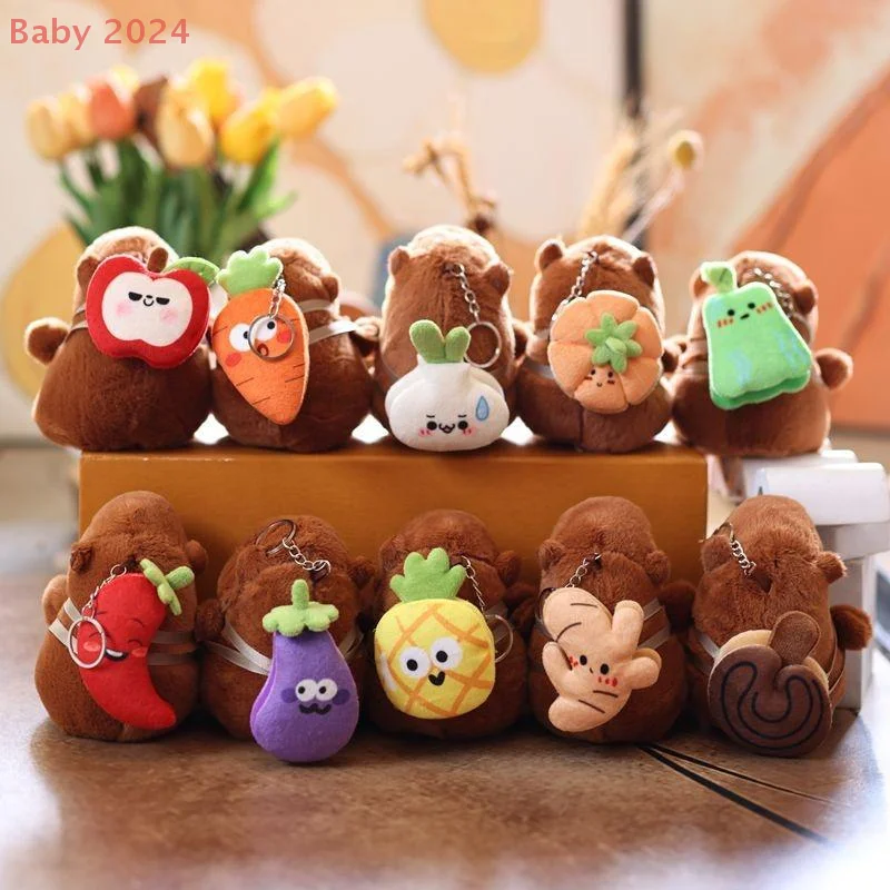 Fruit Capybara pluche sleutelhanger cartoon knuffeldier pop sleutelhanger tas hanger rugzak hangend cadeau
