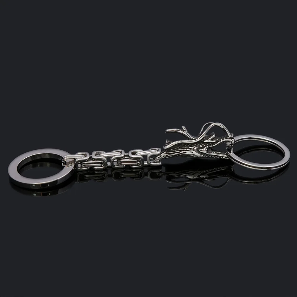 Stainless Steel Unique China Dragon Keychain for Men Women Vintage Emperor Chain Animal Keychains Jewelry Accessories Wholesale