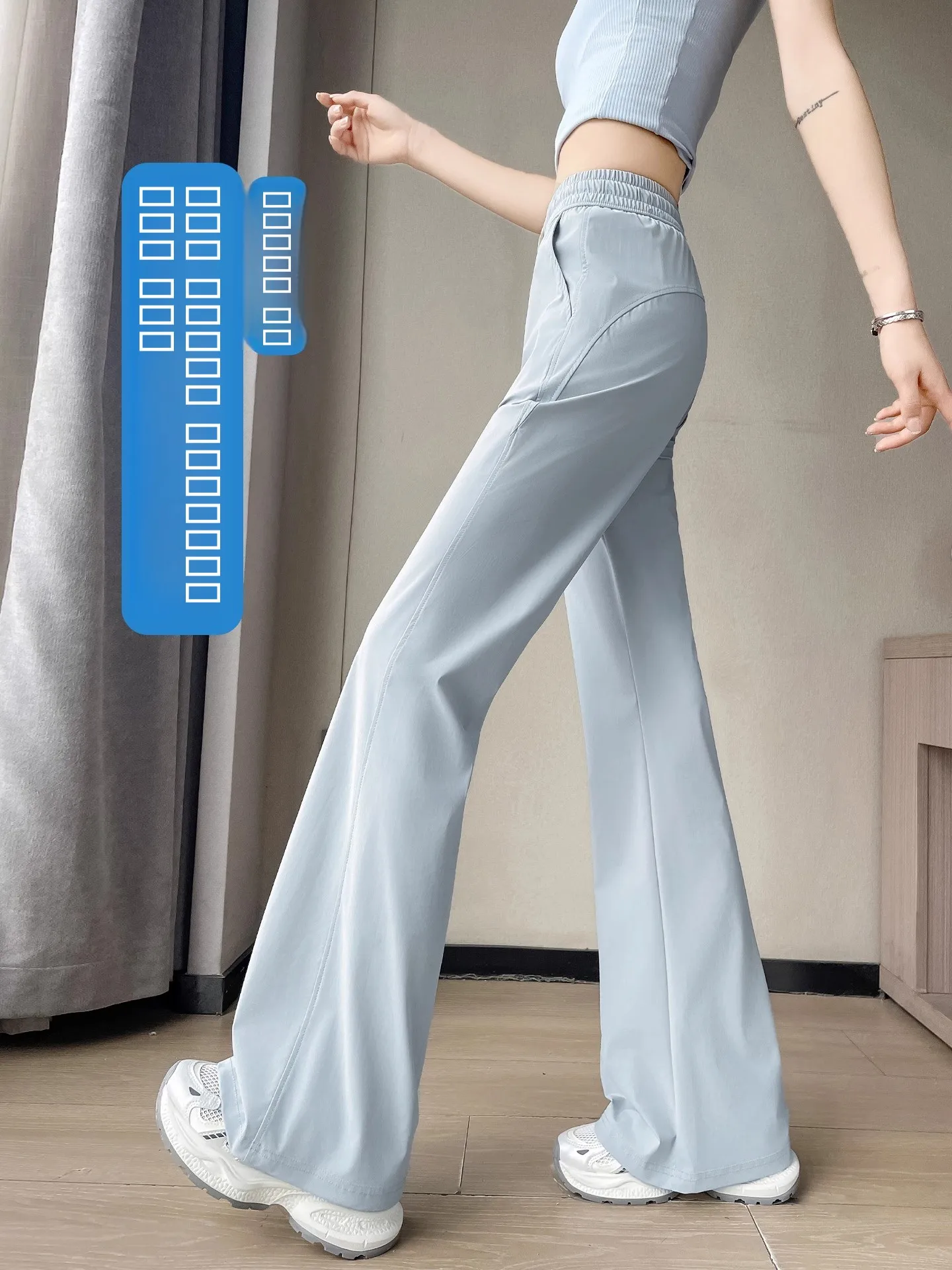 

Ice Silk Bell Bot Pants Women Summer Thin Small Size Qui Dry Sun Protection Wide Leg Fitn Yoga Pants Casual Long Pants