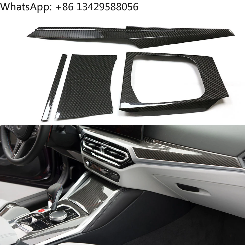 G80 Innenverkleidungen aus trockenem Kohlefaser für BMW LCI G87 M2 M240i M3 G82 G83 M4 Carbon-Konsolenabdeckung Armaturenbrett-Overlays 4 TEILE/SATZ