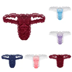 Mens Lace Erotic Thongs Men Underwear Sissy Lingerie Men Panties G Strings Underwear Sexy Penis Pouch Lace Underwear Thong