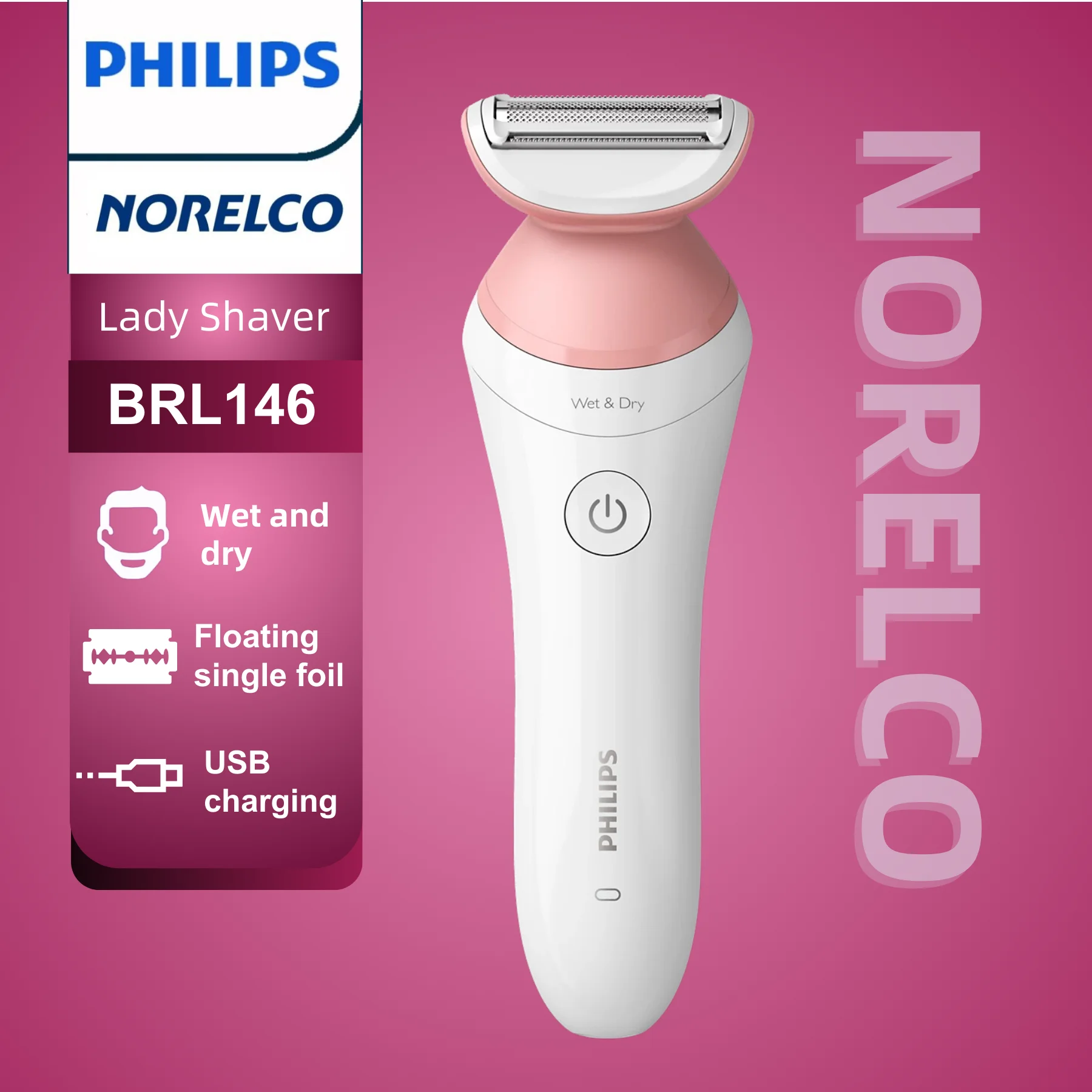 

Philips Beauty Lady Electric Shaver and Trimmer for Women Series 6000, Cordless , BRL146, White