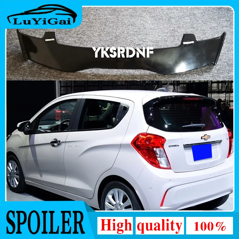 Hatchback Spoiler For Chevrolet Spark Universal Spoiler ABS Plastic Carbon Fiber Look Rear Roof Wing Car Body Kit Accessories