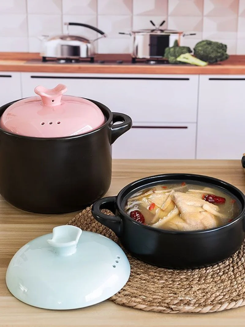 Household Clay Pot Stew Pot Soup Pot Gas High-temperature Resistant Ceramic Tile Stone Pot Kitchen Supplies