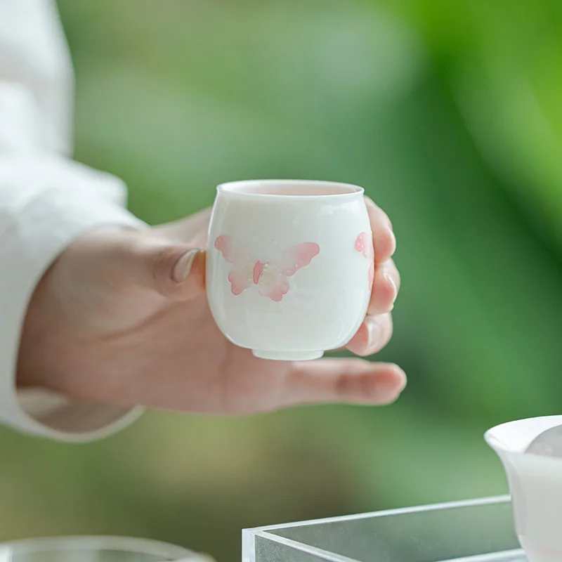 Japanese Style Arita Ware Relief Tea Cup Hand-painted Butterfly Tea Cup  Tea Cup Kung Fu Teacup Чайная чашка