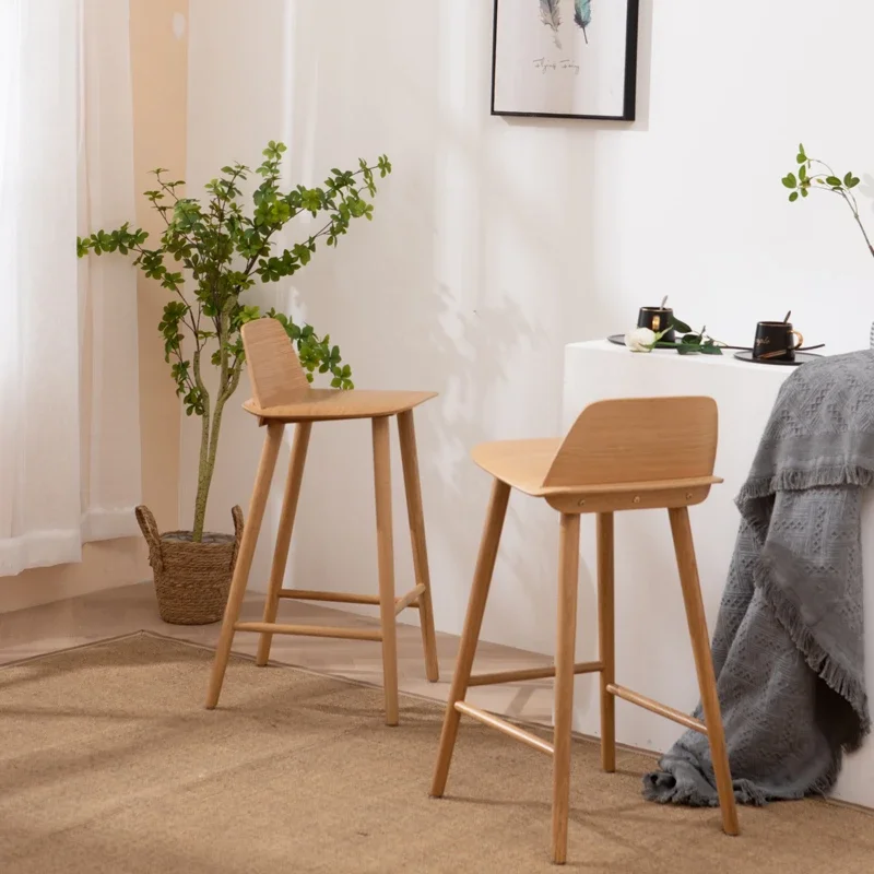 Tabouret de Bar en bois massif de styliste nordique, moderne et Simple, matériel de Protection de l'environnement, tabourets de salle à manger