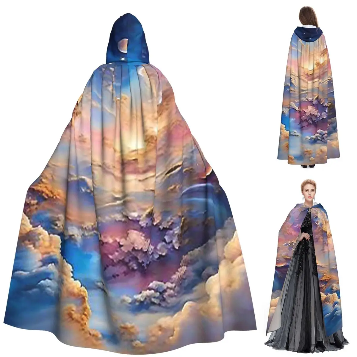 

Colorful Sky Above The Stars And Beyond Long Hooded Cloak Witch Medieval Costume Cosplay Cape HalloweenCoat Adult Unisex