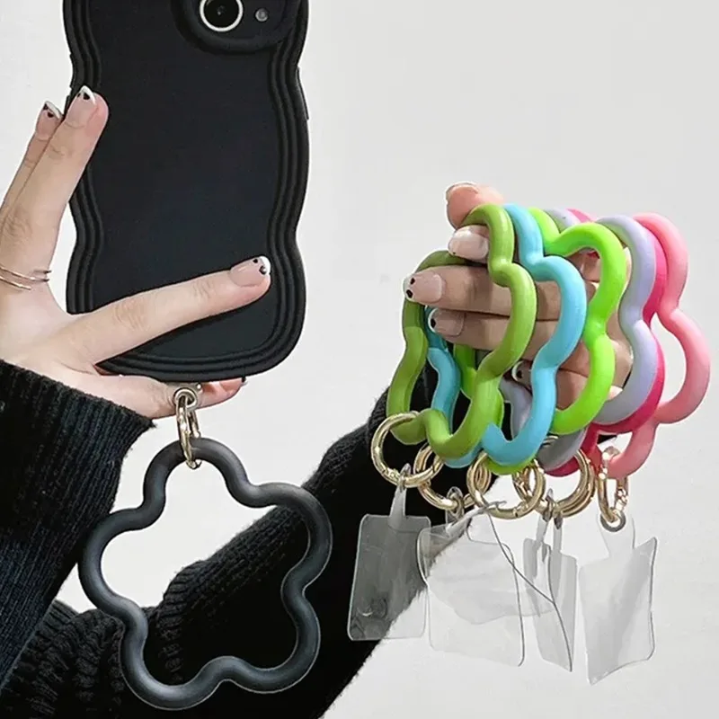 Creative Soft Silicone Phone Wrist Strap with Tether Tabs Cellphone Bracelet Straps Anti-fall Wrist Rope Lanyard for iPhone 15