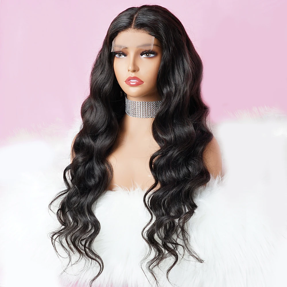 Body Wave 13x4 Transparent Lace Frontal Human Hair Wigs 180% Density Raw Indian Remy Hair 4x4 Closure Wig For Women