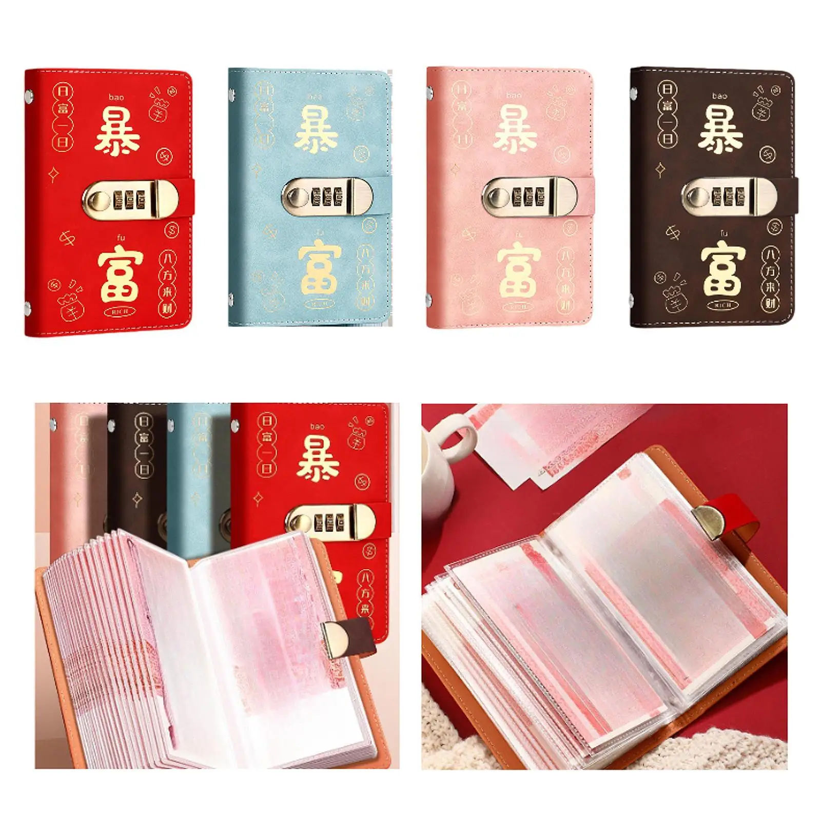 

Money Saving Binder Lightweight Compact Birthday Gift Convenient Collection Money Organizer with 100 Pieces Cash Envelops