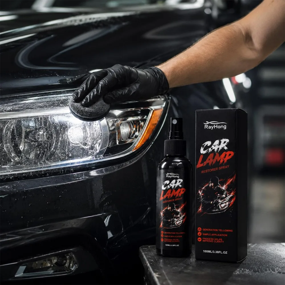 1/2x Car Headlight Restoration Spray Quick Polish No Disassembly Cleaner for Auto Lens Oxidation Yellow Scratch Repair Kit 100ml