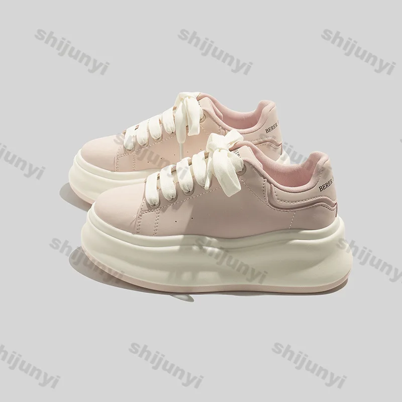 

Increase Height Platform Sneakers Spring New Comfortable Soft Sole Casual Sport Shoes Fashion Breathable Woman Vulcanize Shoes