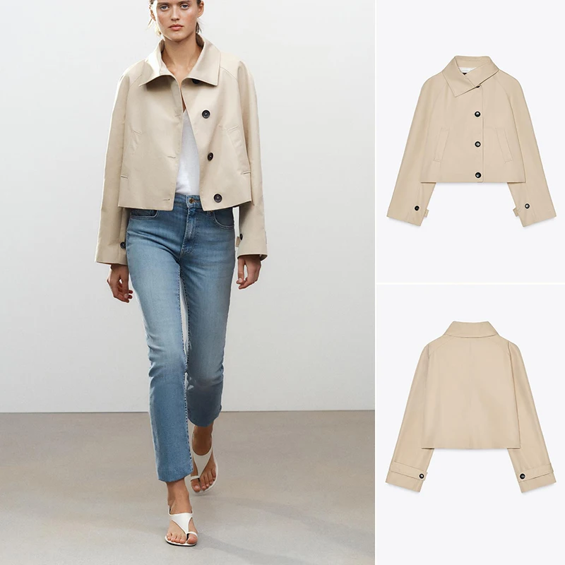 

Весенне-летняя женская свободная ветровка с длинным воротником-свеком, длина из смеси хлопка, пальто на пуговицах Faion, комплект для детей 8-25 лет