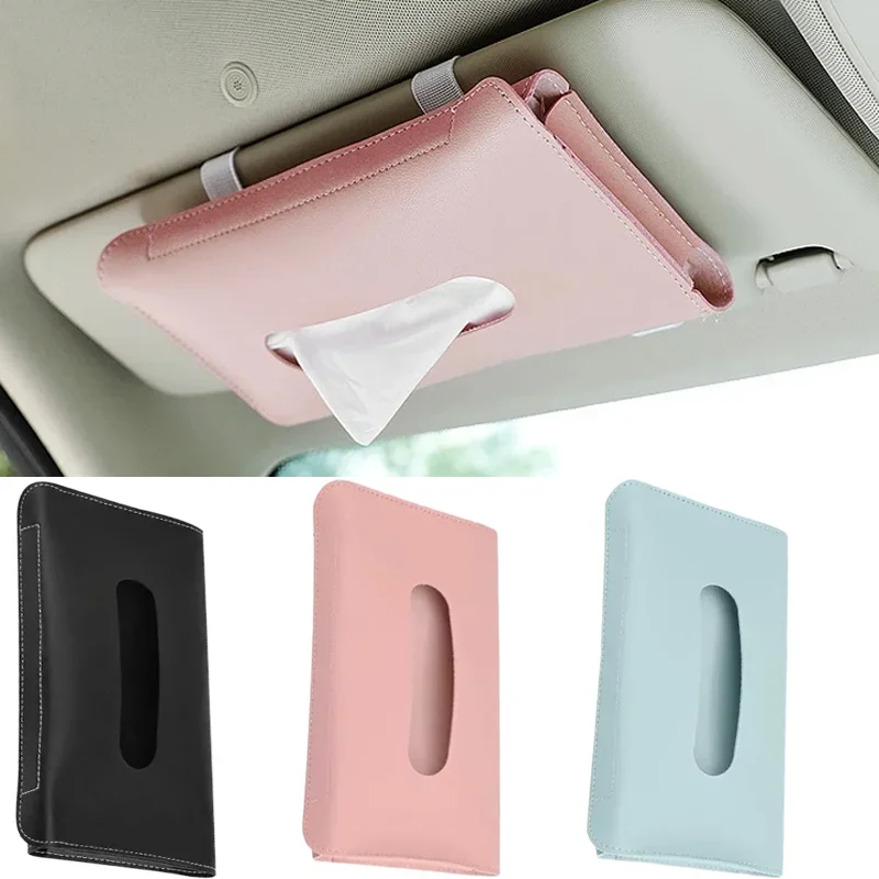 3 Colors Car Tissue Box PU Leather Popular Waterproof Cars Interior Storage Boxes Auto Storages Decoration Accessories