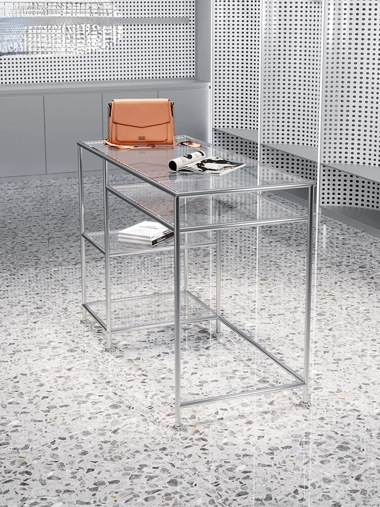 Stainless steel shoe store jewelry bag display table display shelves