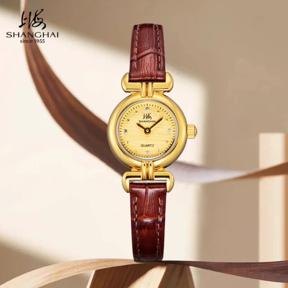Shanghai 22mm Quartz Ladies' Watches Automatic Watch 316 Stainless Steel Waterproof Clock For Women PVD Gold-Plated Dial S8002