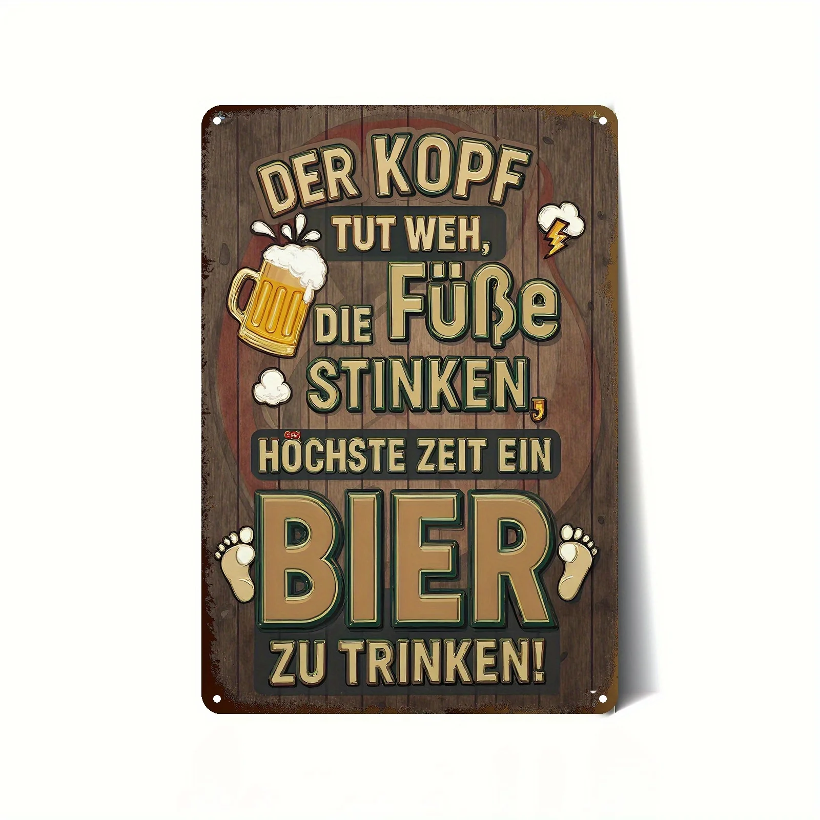 2D Flat - A Single Piece of German Humor Beer Sign Stating 