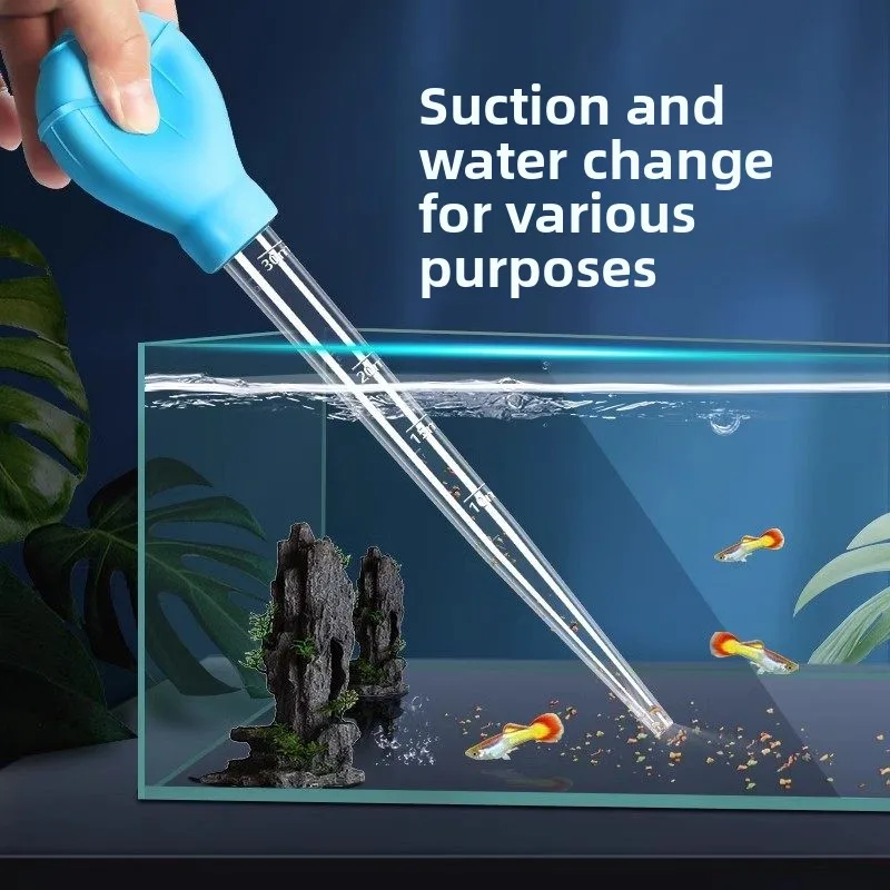 Mini Aquarium Vacuum Cleaner Gravel Siphon Pump Fish Tank Water Change Tool with Scale Tube for Betta Shrimp Goldfish