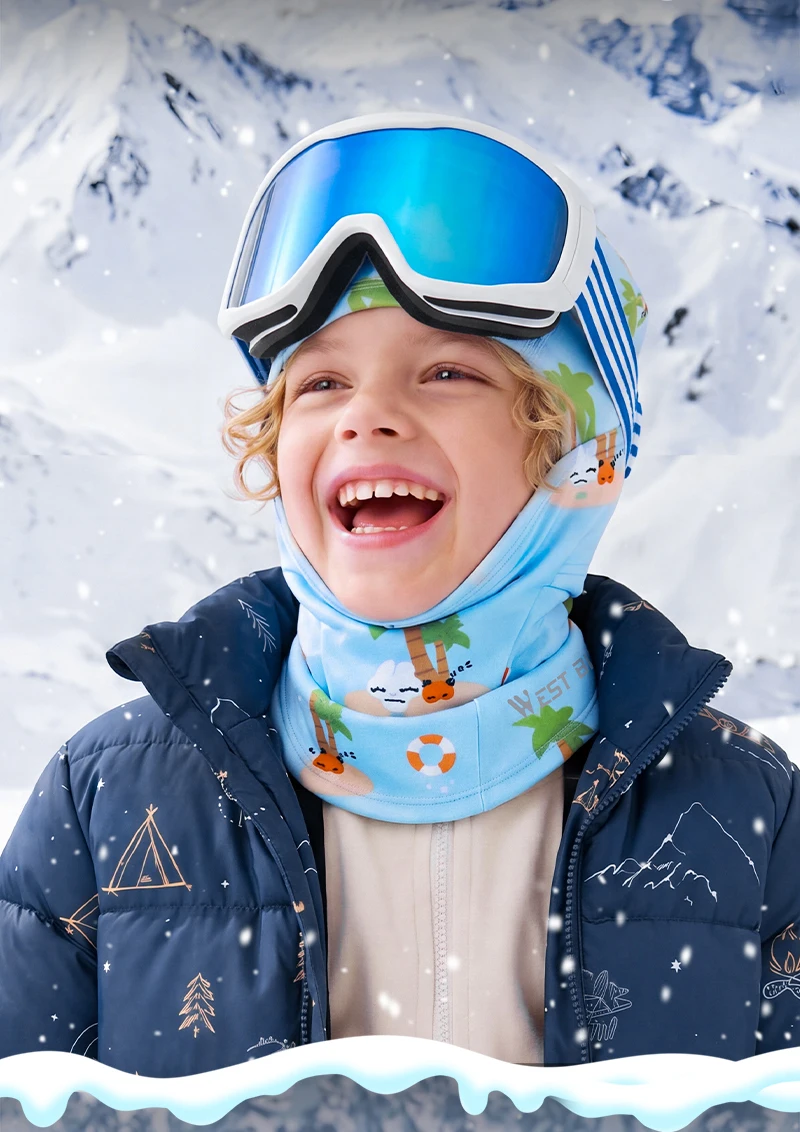 WEST BIKING Jungen Thermo-Balaclava Niedliche Cartoon-Gesichtsmaske Mädchen Winddichter Fleece-Nackenwärmer für Skifahren Radfahren Helmmütze – Detail 13