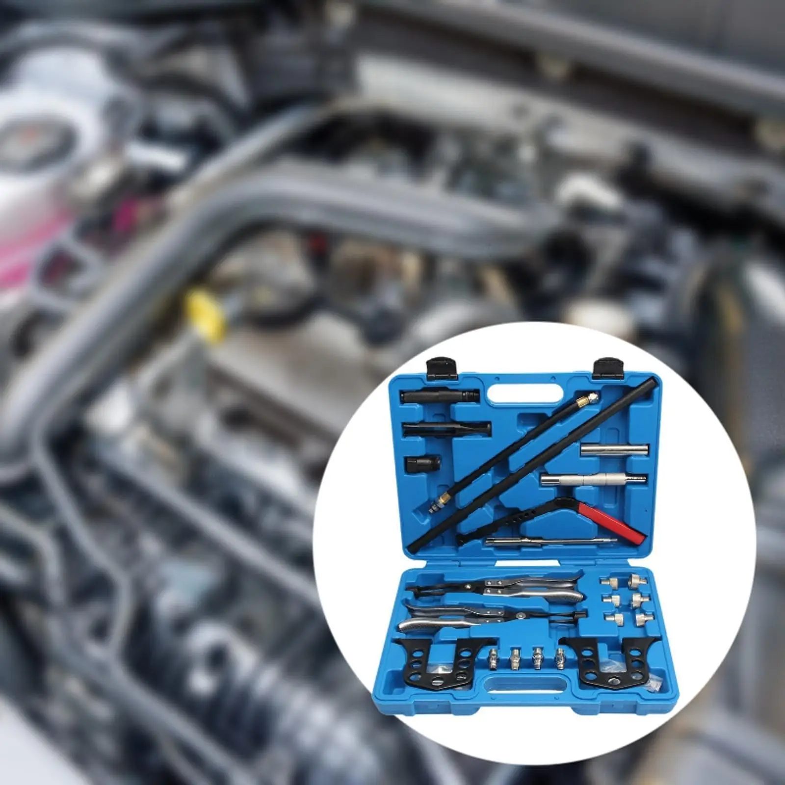 

Cylinder Head Service Tool Kit,Overhead Engine Valve Spring Removal,Universal Steel Valve Spring Compressor Tool for Car