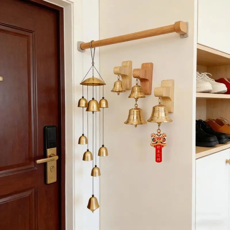 △ Wood Door Bell Japanese Wind Chime Wooden Door Bell Entry Door Reminder Doorbell Room Decorative Doorbell Year Decorations