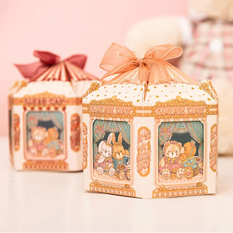 Carousel Paper Gift Box, Wedding Favors and Gifts, Baby Shower, Candy Packaging Box, Birthday Party Decorations, Present Boxes