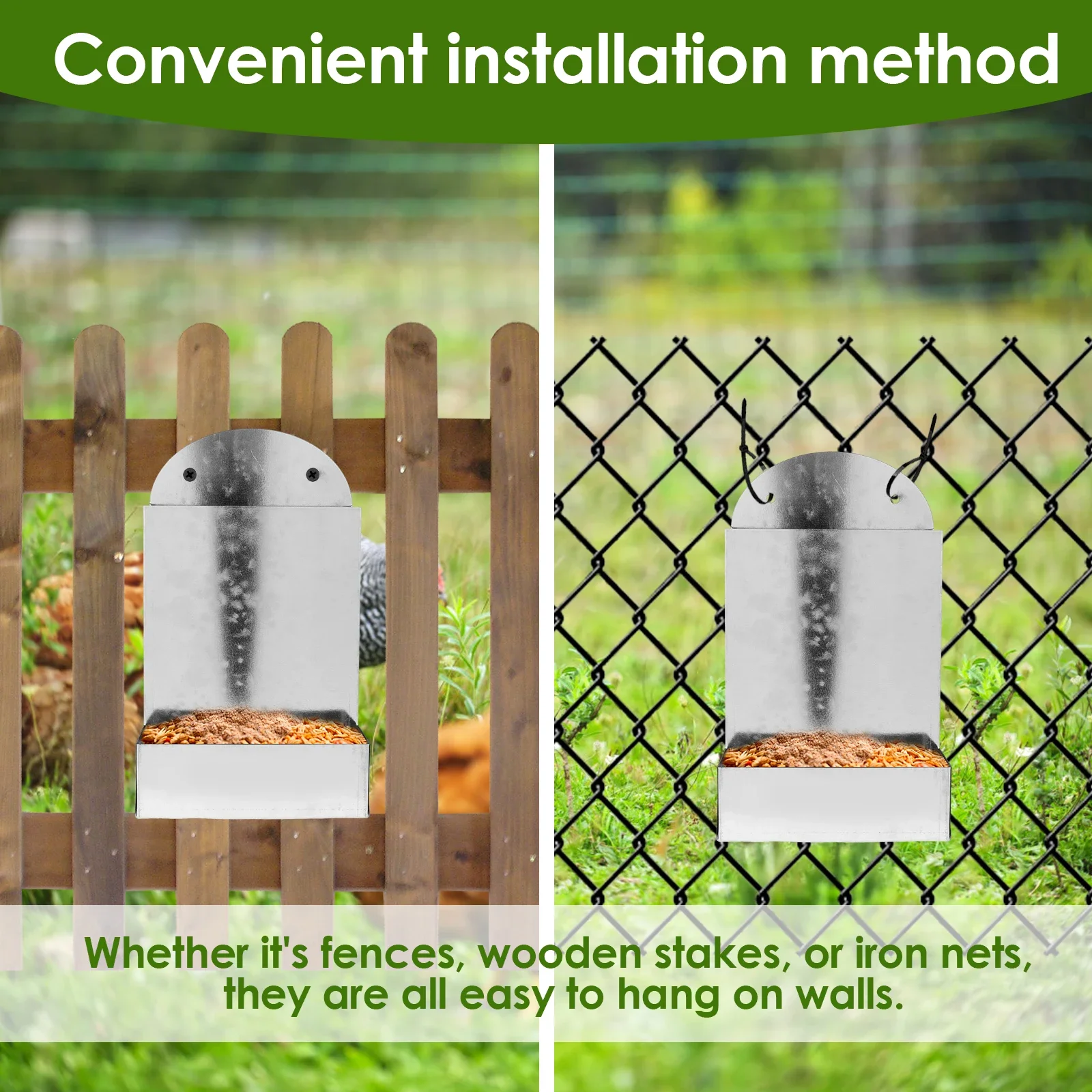 الدجاج المحار شل المغذية المعدنية حصى الدجاج و المحار قذيفة المغذية معلقة مزرعة حصى موزع تغذية الدواجن الملحقات #4