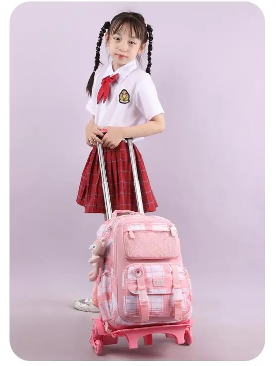 17 Inch Children School Wheeled Backpack Student Trolley Backpack School Trolley Bags for Girls School Rolling backpack Bag