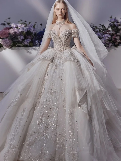 2023 New Gorgeous Wedding Dress Off The Shoulder Lace Applique Pearls Bridal  Vestido De Noiva Ball Gown Plus Size Made Custom - Wedding Dresses -  AliExpress