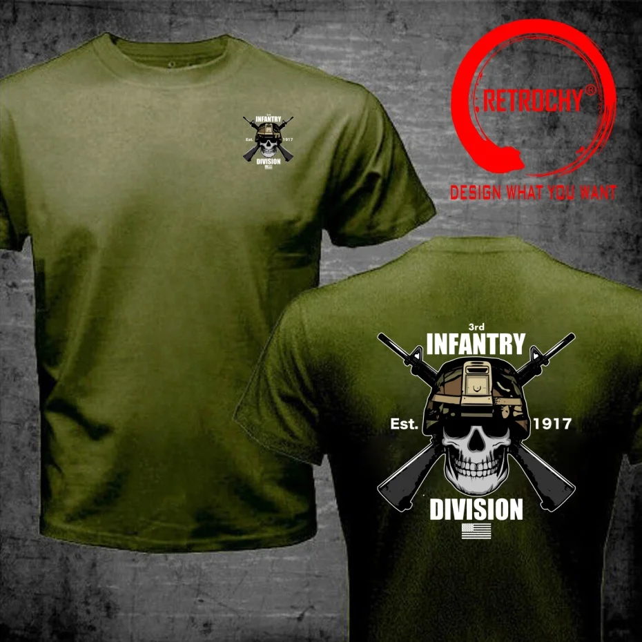 United States Military Division US Army 3rd Infantry T Shirt Men Fashion Trendy Casual Clothing Stylish Tops Tee Shirt Leisure