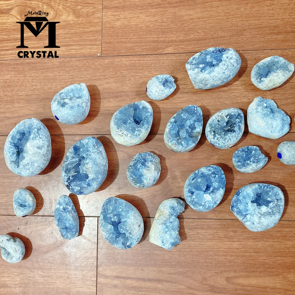 1PC Natural Blue Celestite Crystal Cluster Mineral Specimen Sky Blue Quartz Cluster Geode Block Irregular Stone Home Decoration