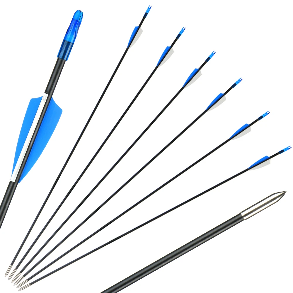 Fiberglass Arrows 31 Inch OD 6mm with Broadhead for Recurve Bow Target Shooting Practicing