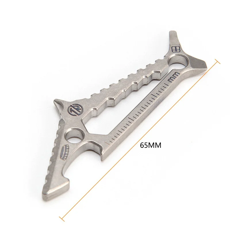 Shark Shape EDC Titanium Alloy Crowbar Multifunctional Hexagon Wrench Bottle Opener Phillips Straight screwdriver Ruler Keychain